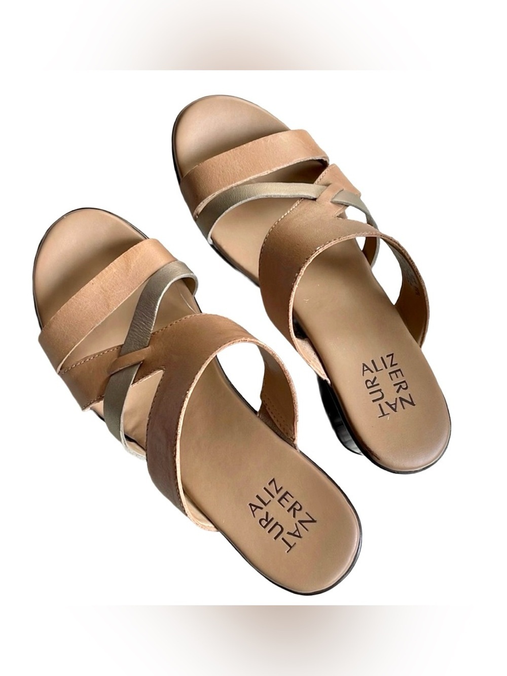 Naturalizer Sandals Shoes Women's Vivy Wedge Tan/Gold Sz: 8.5